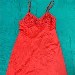 Vintage Red Lace Slip Small